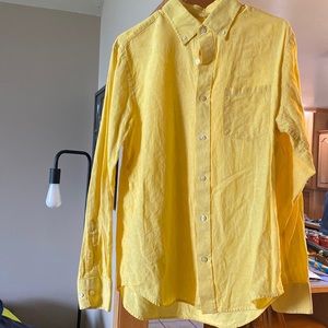 Banana Republic Yellow Linen Button Up Mens Medium